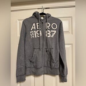 Aeropostale Gray and Green Plaid Hoodie